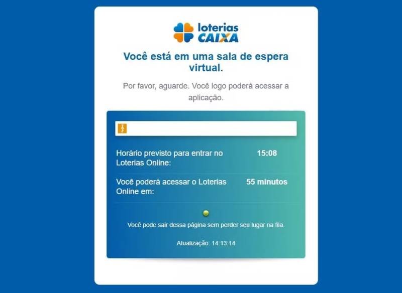 Site das Loterias Caixa tem fila de espera para apostar