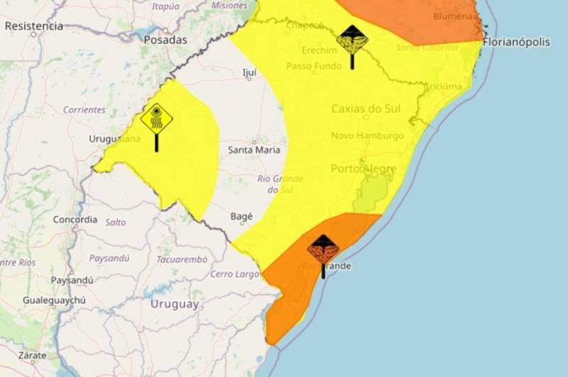 RS tem três alertas meteorológicos válidos para esta quinta-feira