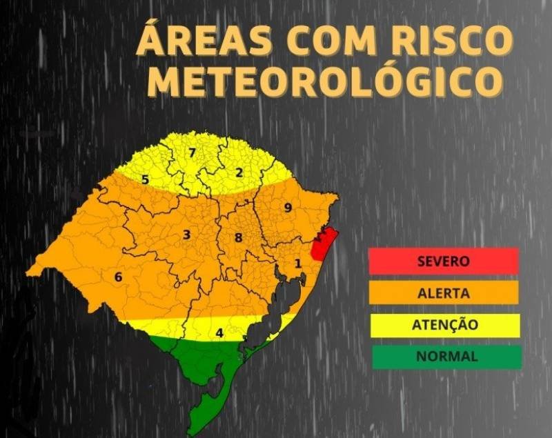 Defesa Civil emite alerta para tempestades no RS